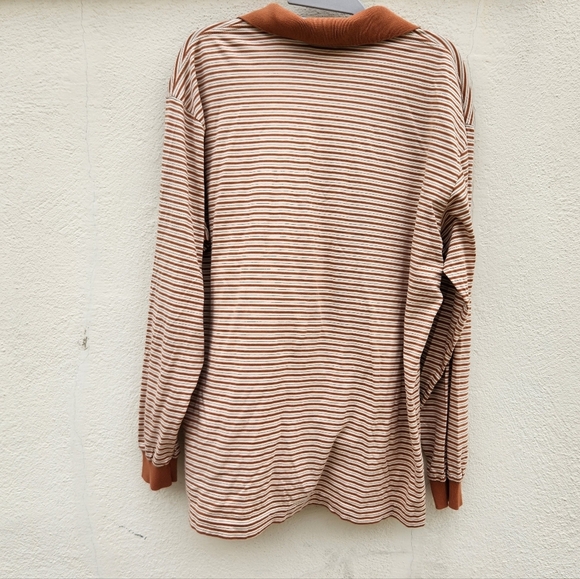 LANVIN Long Sleeve Embroidered Logo Striped Polo Shirt - Picture 4 of 13